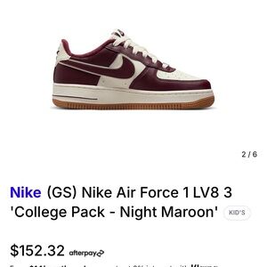 Nike Air Force 1 LV8 3 Maroon and White Sneakers